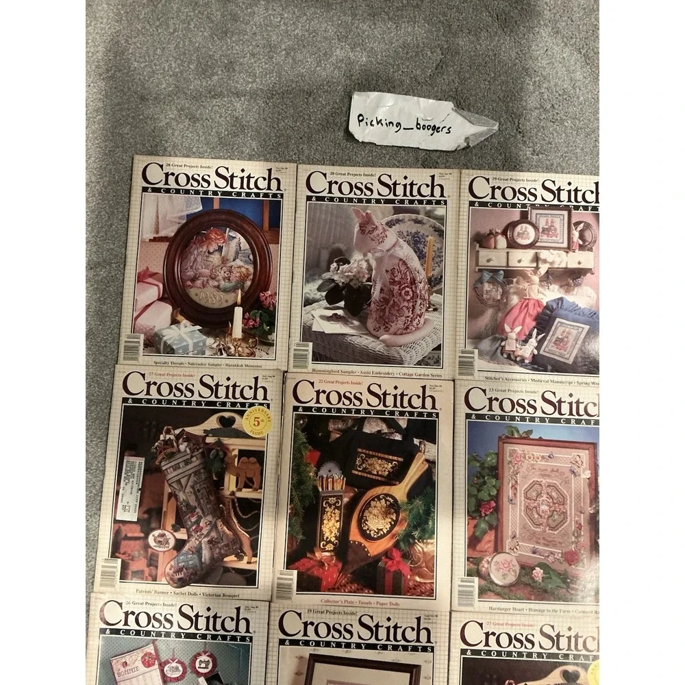 Lot of 13 Vintage Cross Stitch & Country Crafts Magazine Stitching Patterns